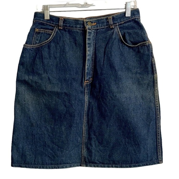 PS Gitano High-Waist Denim Jean Skirt Sz 15 Blue Vintage 1983 Knee Lengt… - Picture 1 of 9